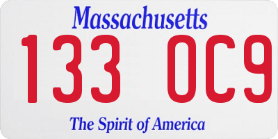 MA license plate 133OC9