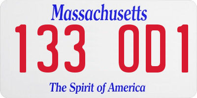 MA license plate 133OD1