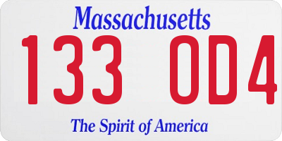 MA license plate 133OD4