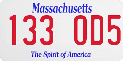 MA license plate 133OD5