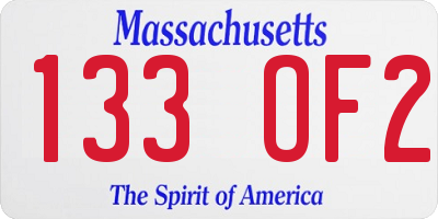 MA license plate 133OF2
