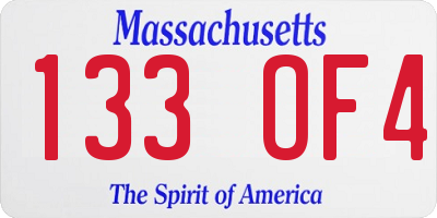 MA license plate 133OF4