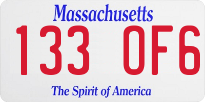 MA license plate 133OF6