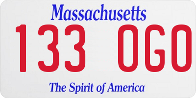 MA license plate 133OG0