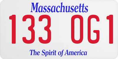 MA license plate 133OG1