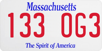 MA license plate 133OG3
