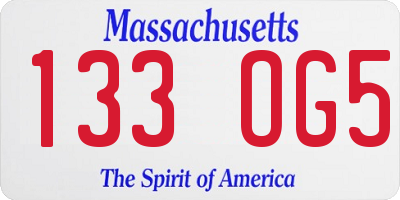 MA license plate 133OG5
