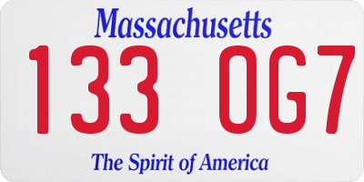 MA license plate 133OG7