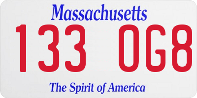 MA license plate 133OG8