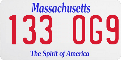 MA license plate 133OG9