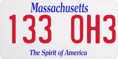 MA license plate 133OH3