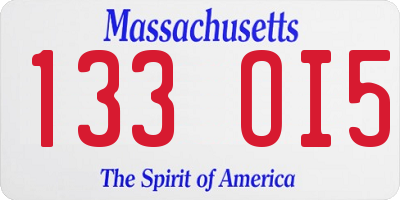 MA license plate 133OI5