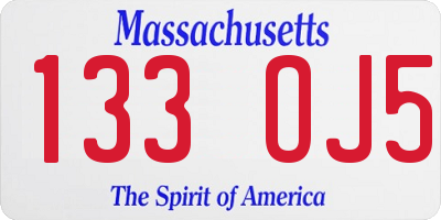 MA license plate 133OJ5