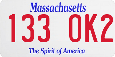 MA license plate 133OK2