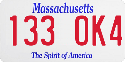 MA license plate 133OK4