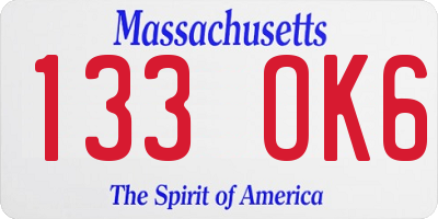 MA license plate 133OK6
