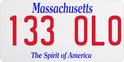 MA license plate 133OL0