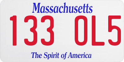 MA license plate 133OL5