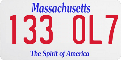 MA license plate 133OL7
