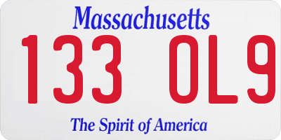 MA license plate 133OL9