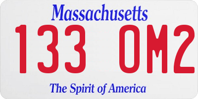 MA license plate 133OM2