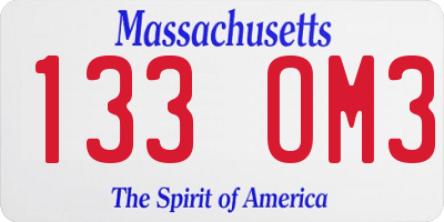 MA license plate 133OM3