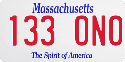 MA license plate 133ON0