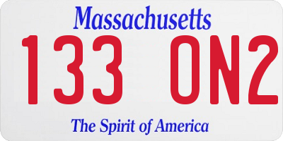MA license plate 133ON2