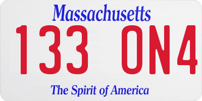 MA license plate 133ON4