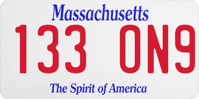MA license plate 133ON9