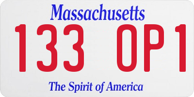 MA license plate 133OP1