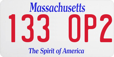 MA license plate 133OP2