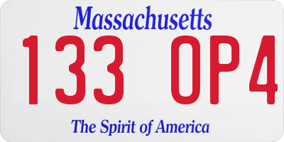 MA license plate 133OP4