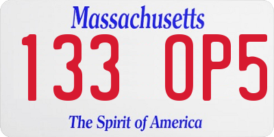 MA license plate 133OP5