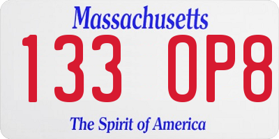 MA license plate 133OP8