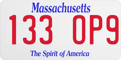 MA license plate 133OP9