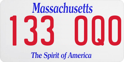 MA license plate 133OQ0