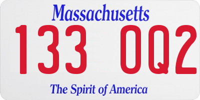 MA license plate 133OQ2