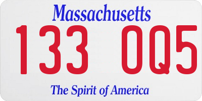 MA license plate 133OQ5