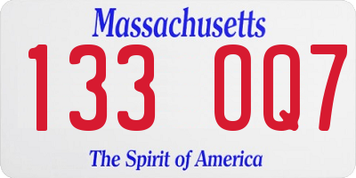MA license plate 133OQ7
