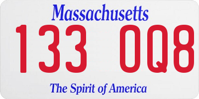 MA license plate 133OQ8