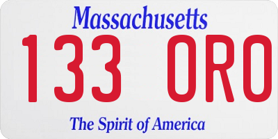MA license plate 133OR0