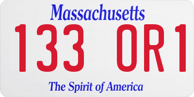 MA license plate 133OR1