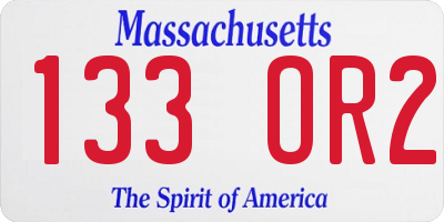 MA license plate 133OR2