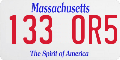 MA license plate 133OR5