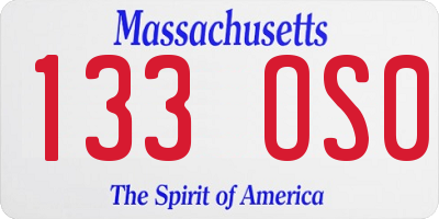 MA license plate 133OS0