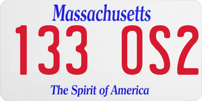 MA license plate 133OS2