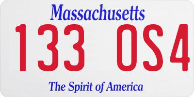 MA license plate 133OS4