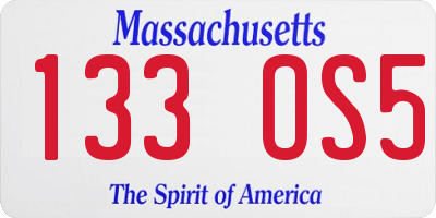 MA license plate 133OS5