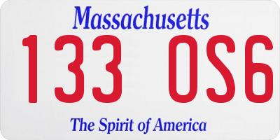 MA license plate 133OS6